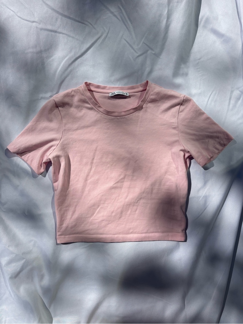 Zara Light Pink Cropped Tee